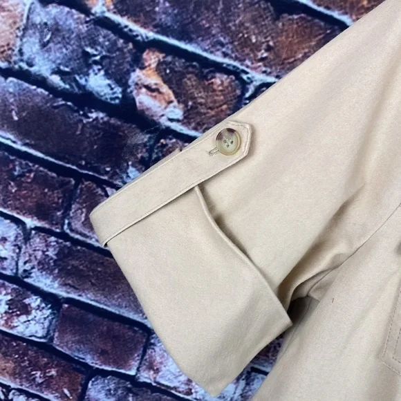 MSK Tan Button-Up Short Sleeve Shirt Cotton Dress Sz M - Picture 10 of 13